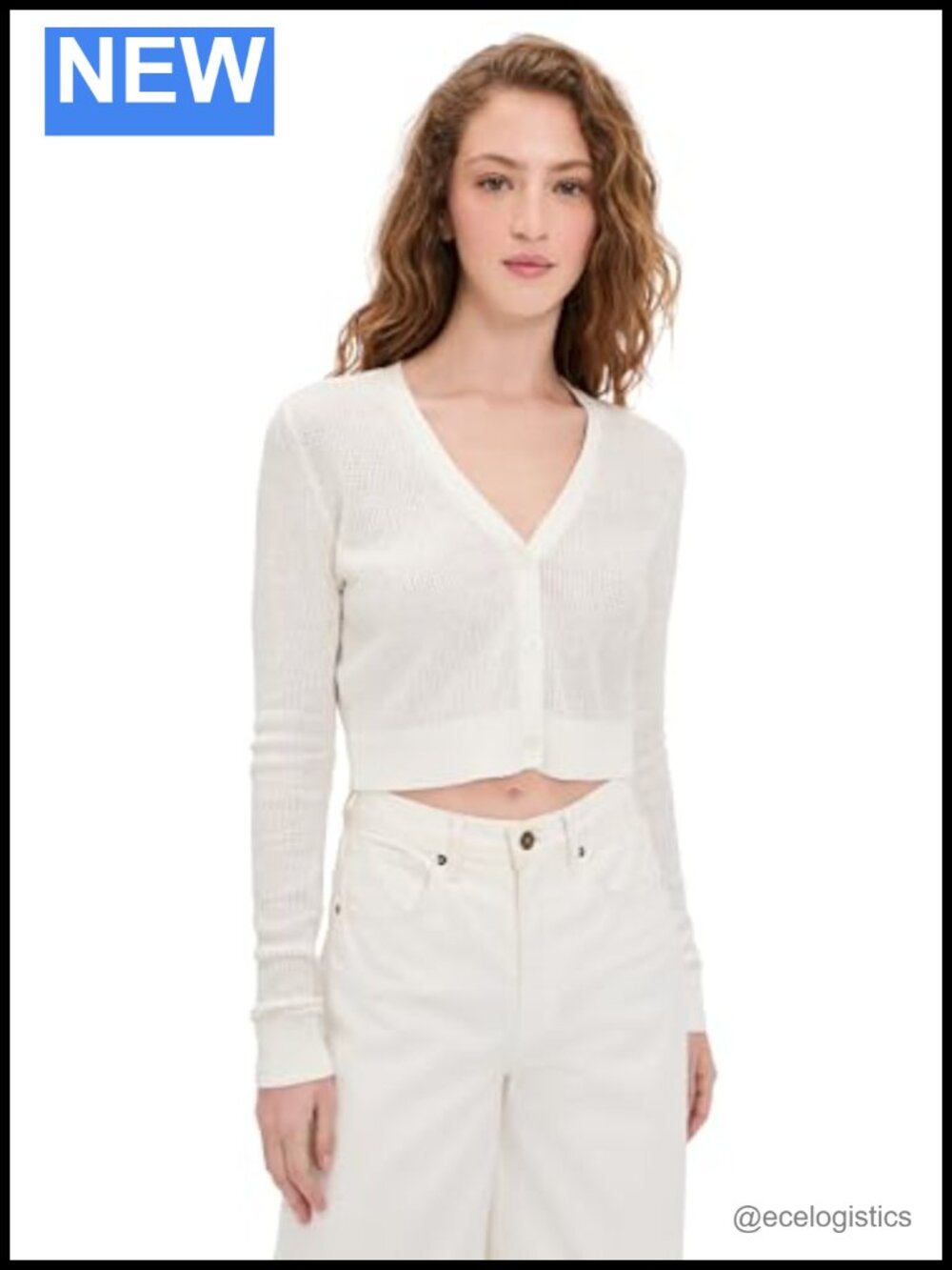 Linen Cotton Knit Cropped V-Neck Cardigan Lightweight